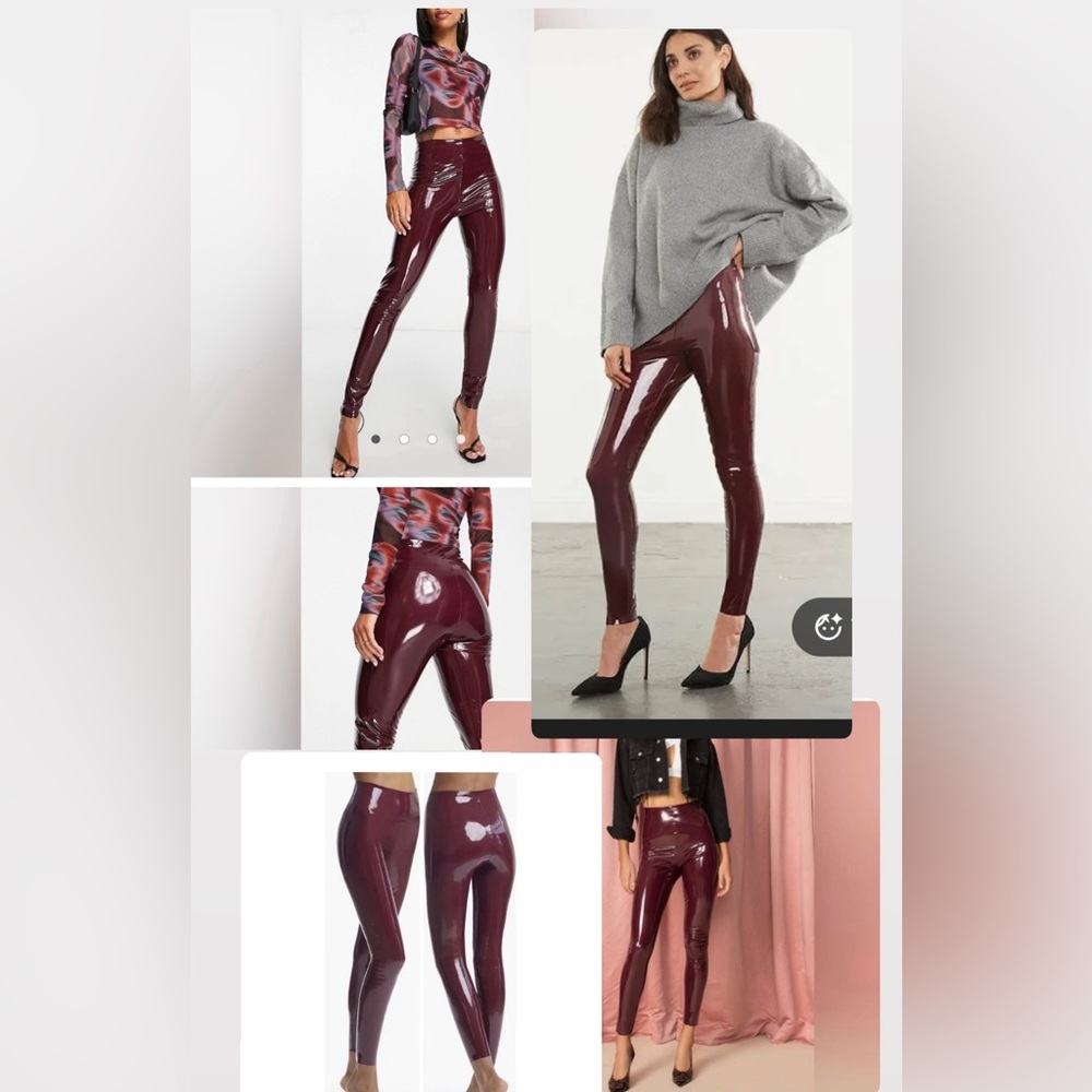 Commando Faux Pantent Leather Leggings size xs Burgundy
